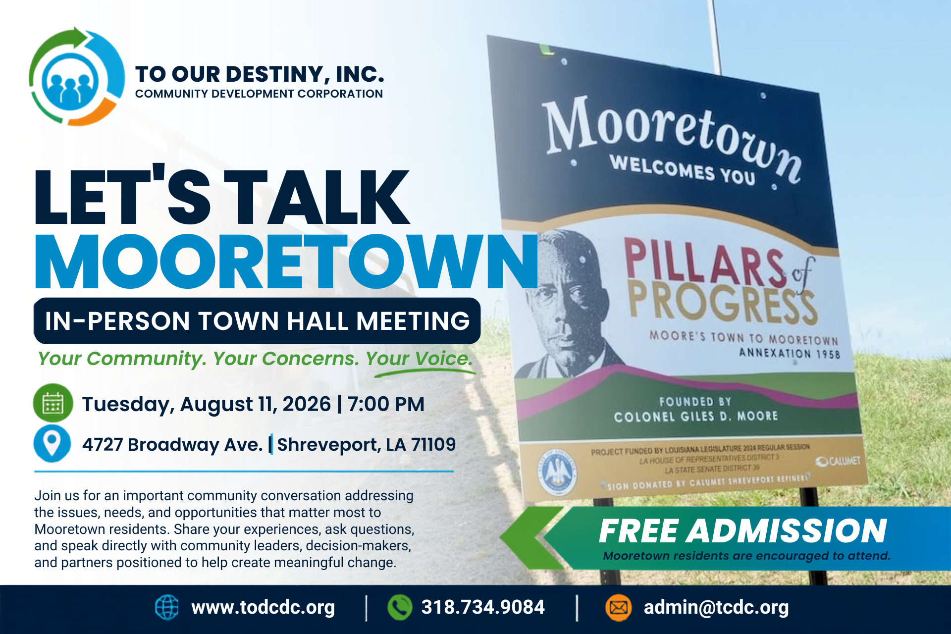 Let's Talk Shreveport — Virtual Town Hall Meeting flyer, hosted by Dr. Pamela Phoenix, July 28 2026